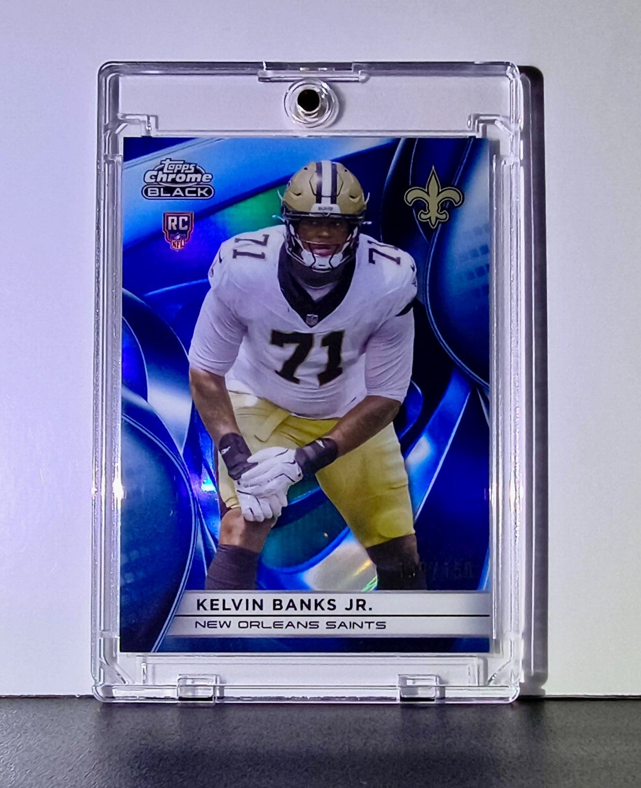 Kelvin Banks Jr Rookie 2025 NFL Topps Chrome Black #134 Blue Refractor 139/150