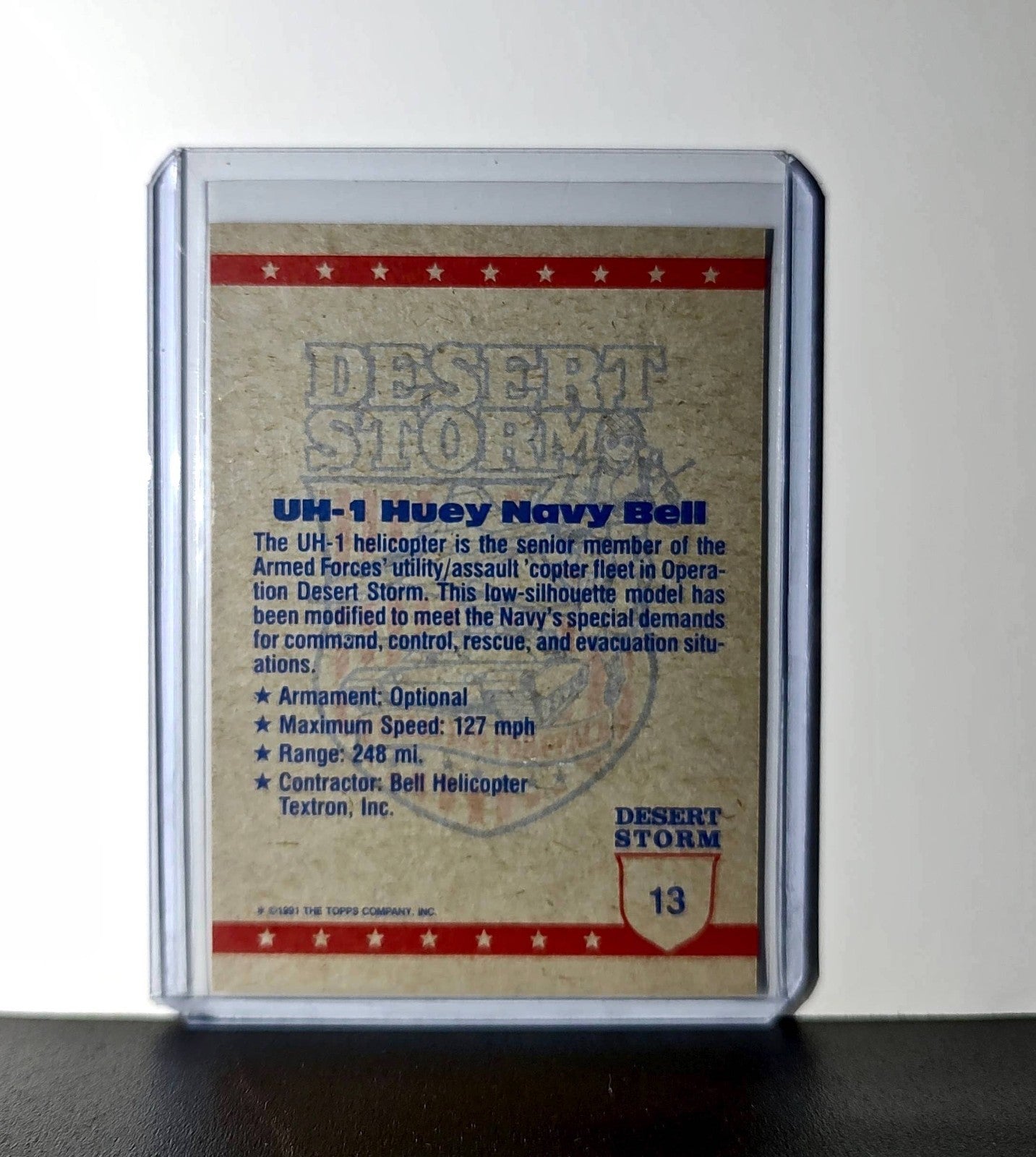 UH-1 Huey (Bell Helicopter) 1991 Topps Desert Storm #13 Card