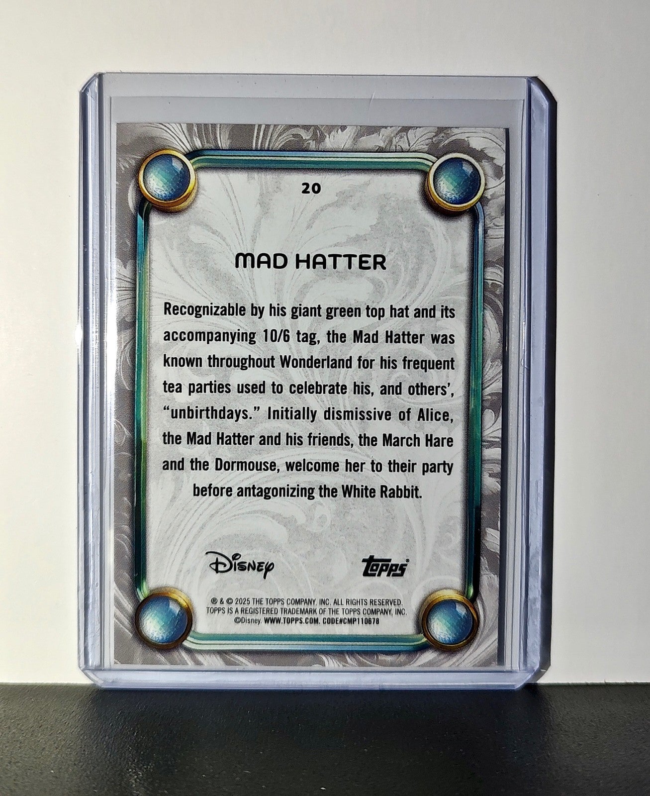 Mad Hatter 2025 Topps Disney Wonder #20 Card Alice in Wonderland