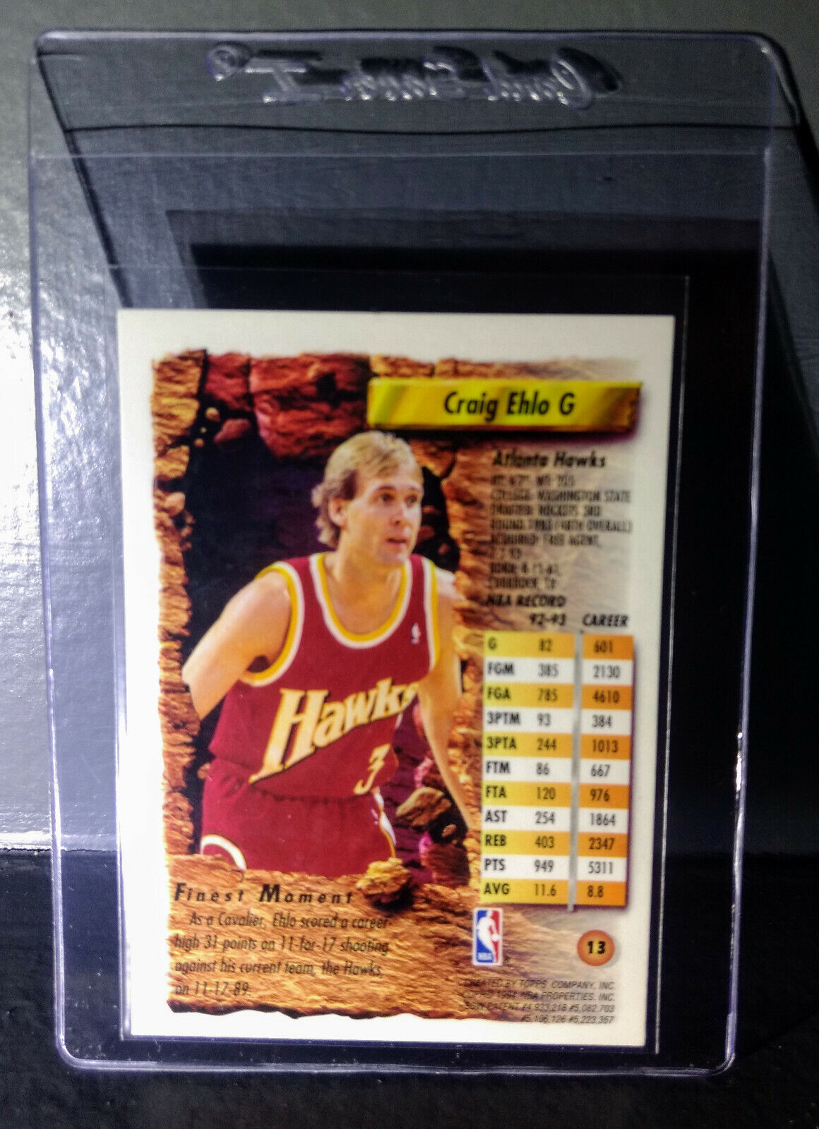 1993-94 Topps Finest Craig Ehlo #13 Basketball Card