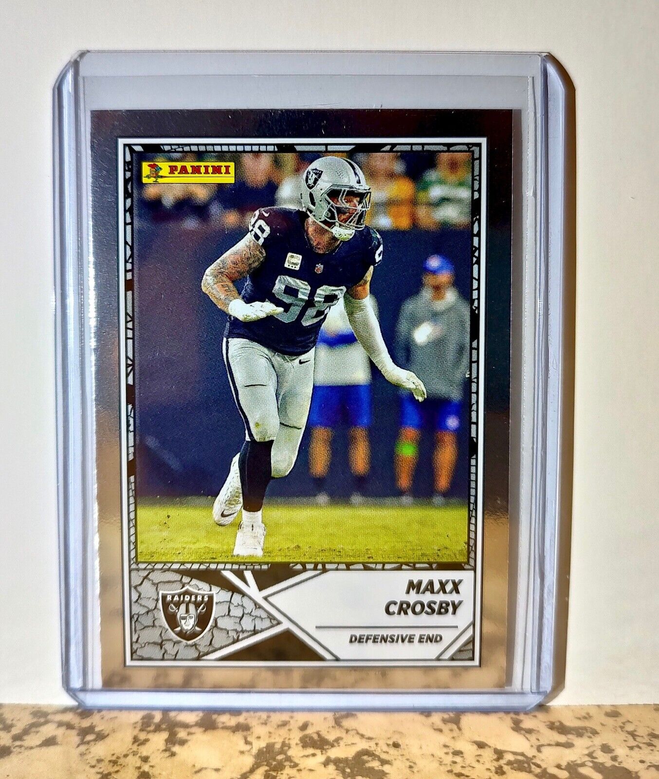 Maxx Crosby 2024 Panini NFL #7 Silver Foil Sticker Card Las Vegas Raiders