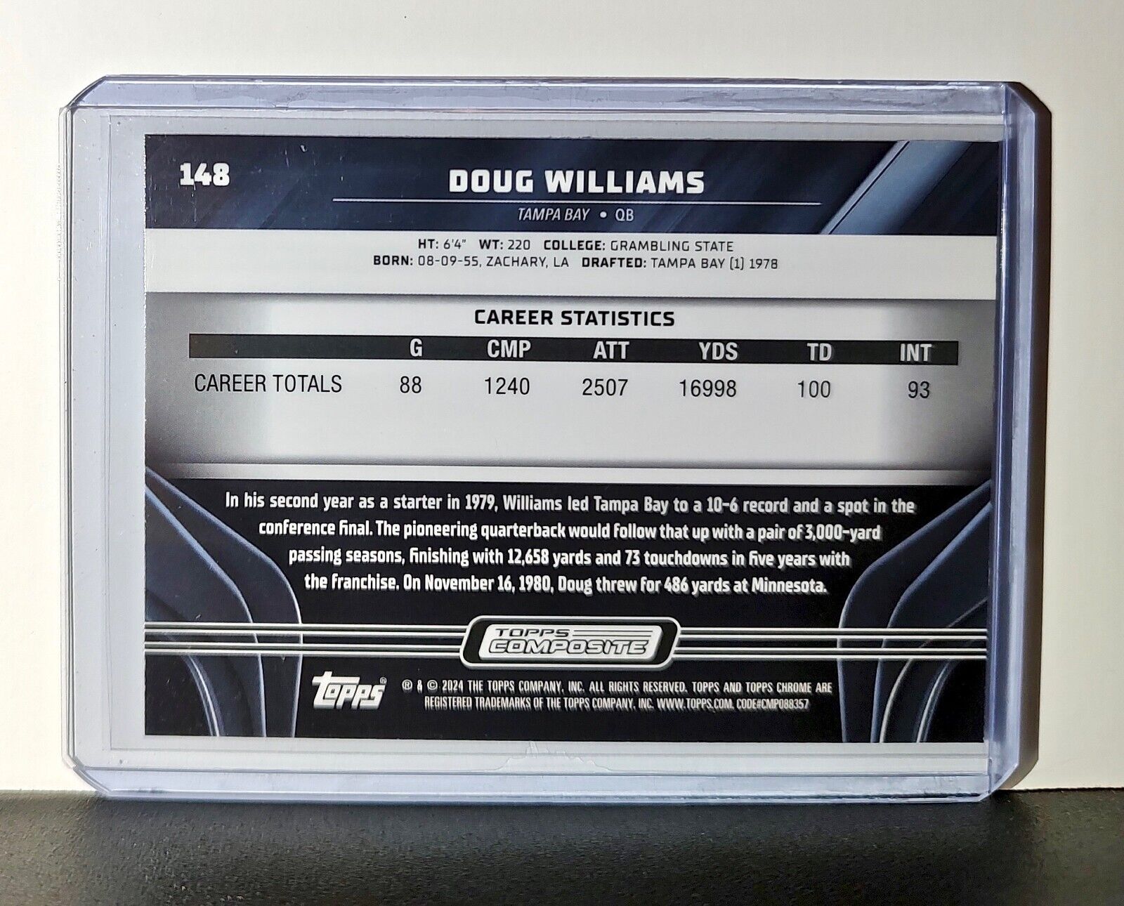 Doug Williams 2023 Topps Chrome Black NFL #148 Card Tampa Bay Buccaneers