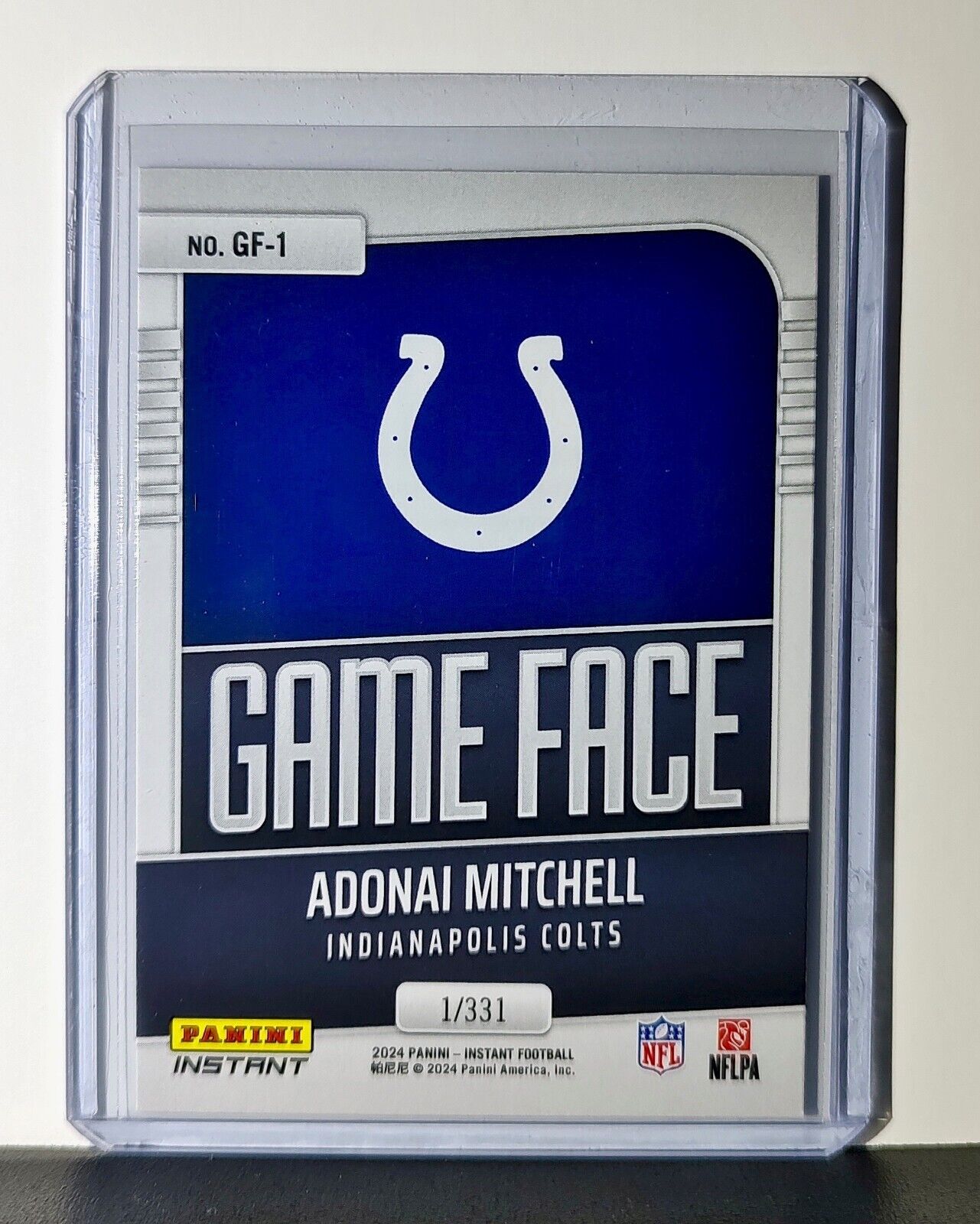 Adonai Mitchell 2024 Panini Game Face #1 NFL Rookie Card Colts 1/331
