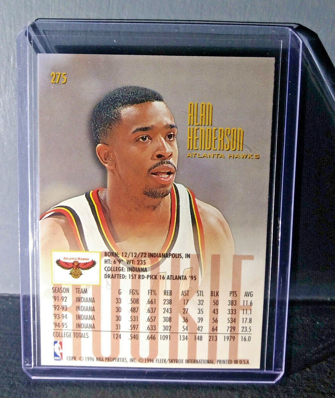 1995-96 Alan Henderson #275 Fleer Ultra Rookie Basketball Card