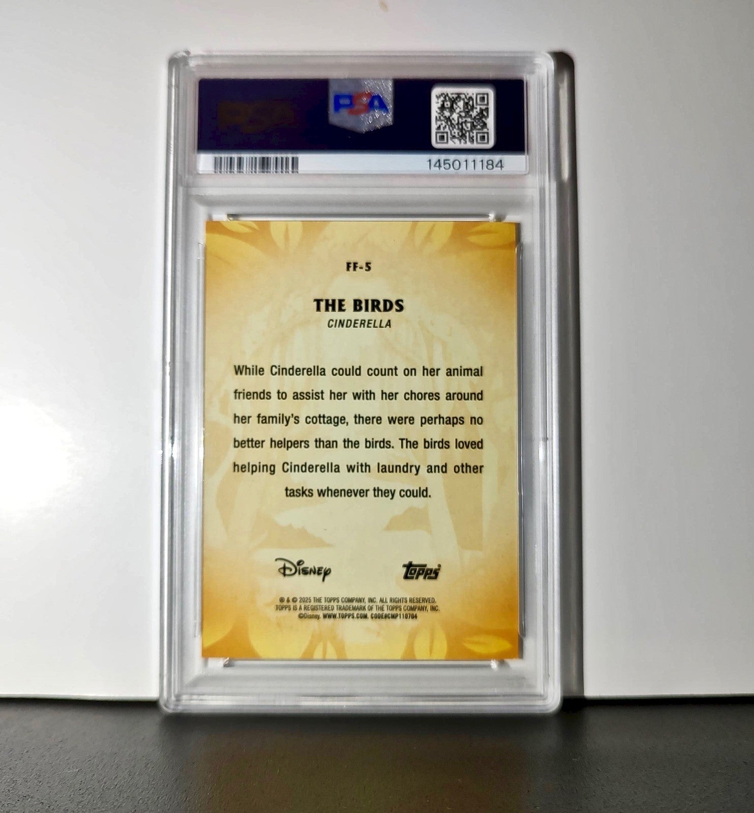 The Birds 2025 Topps Disney #FF-5 Furry Friends Card Cinderella PSA 9