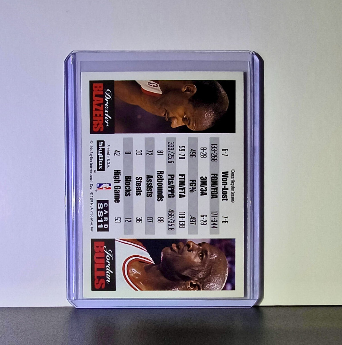 Michael Jordan 1993-94 Skybox Showdown Series VS Clyde Drexler #SS11 Card Bulls