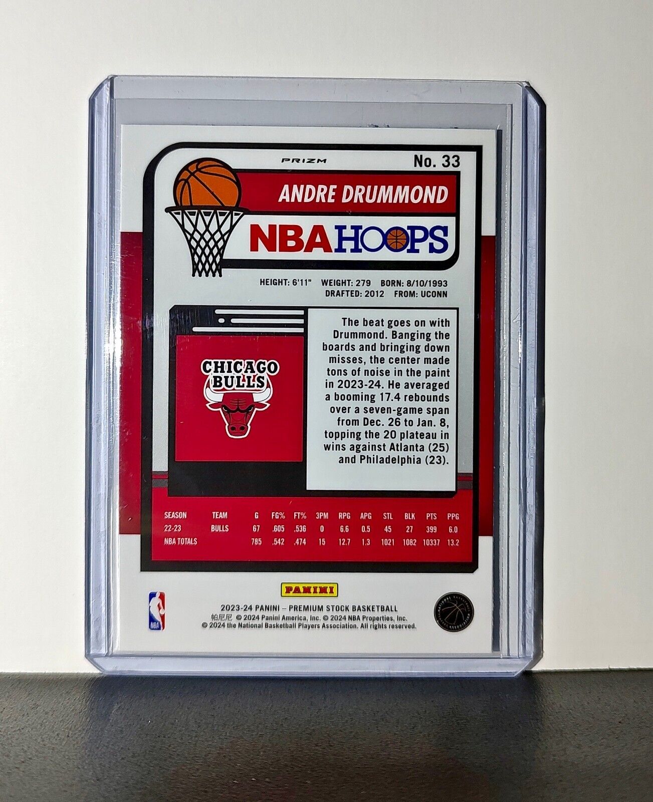 Andre Drummond 2023-24 Panini Premium Stock NBA Hoops #33 Card Chicago Bulls