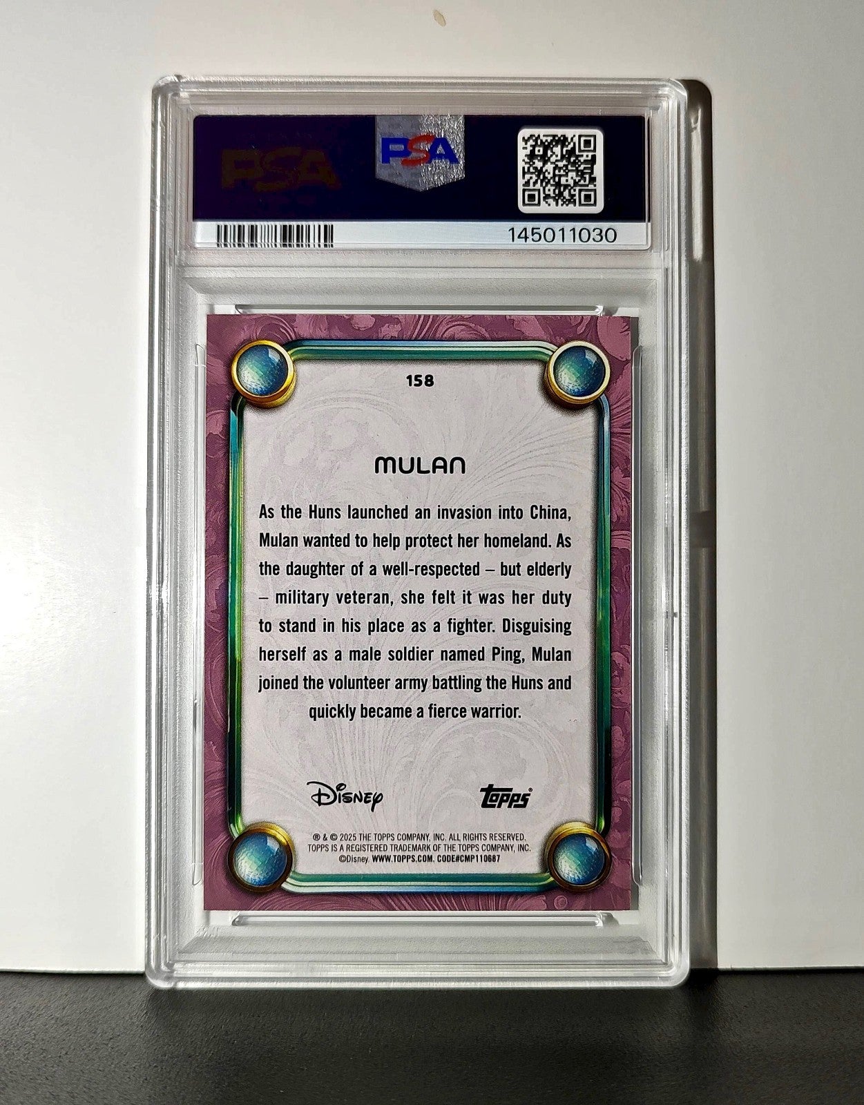 Mulan 2025 Topps Disney Cartoon Princess #158 Card Mulan PSA 10