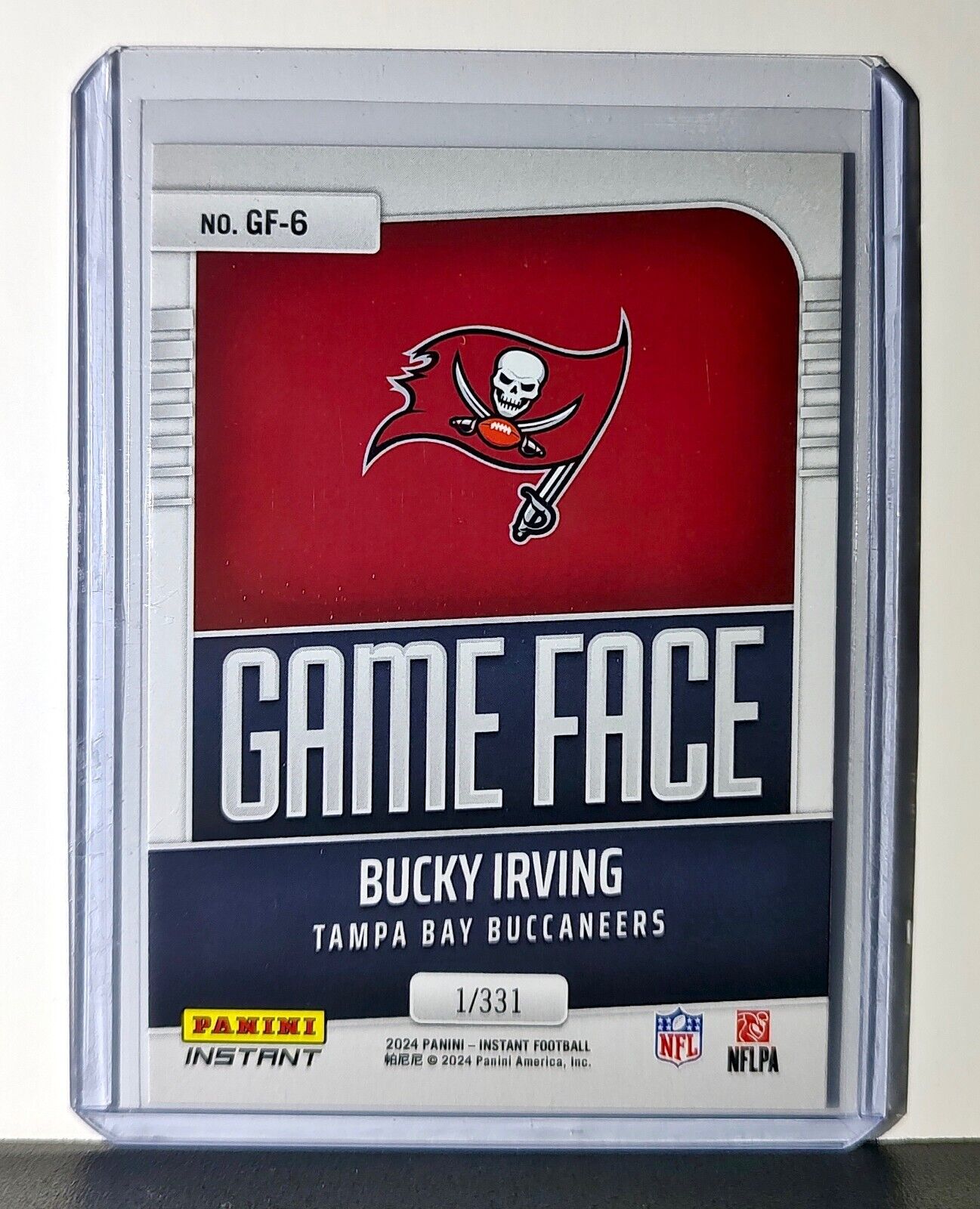 Bucky Irving 2024 Panini Game Face #6 NFL Rookie Card Tampa Bay Buccaneers 1/331