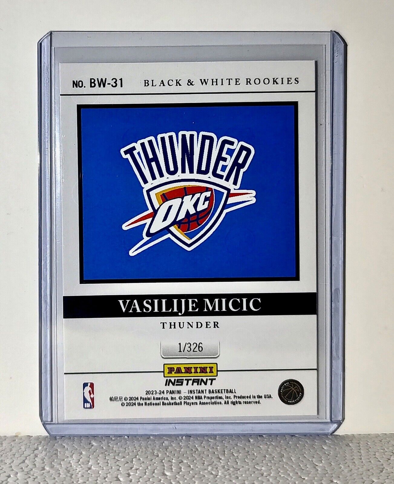 Vasilije Micic 2023-24 Panini NBA #31 Black and White Rookies Card 1/326