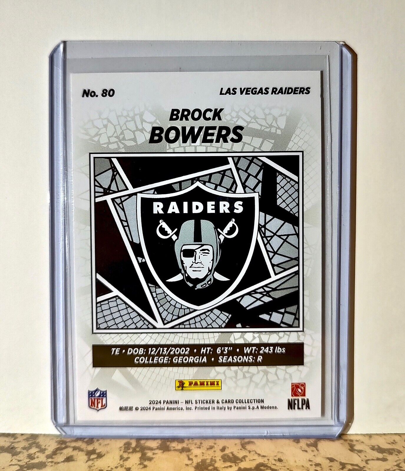 Brock Bowers 2024 Panini NFL #80 Rookie Sticker Card Las Vegas Raiders