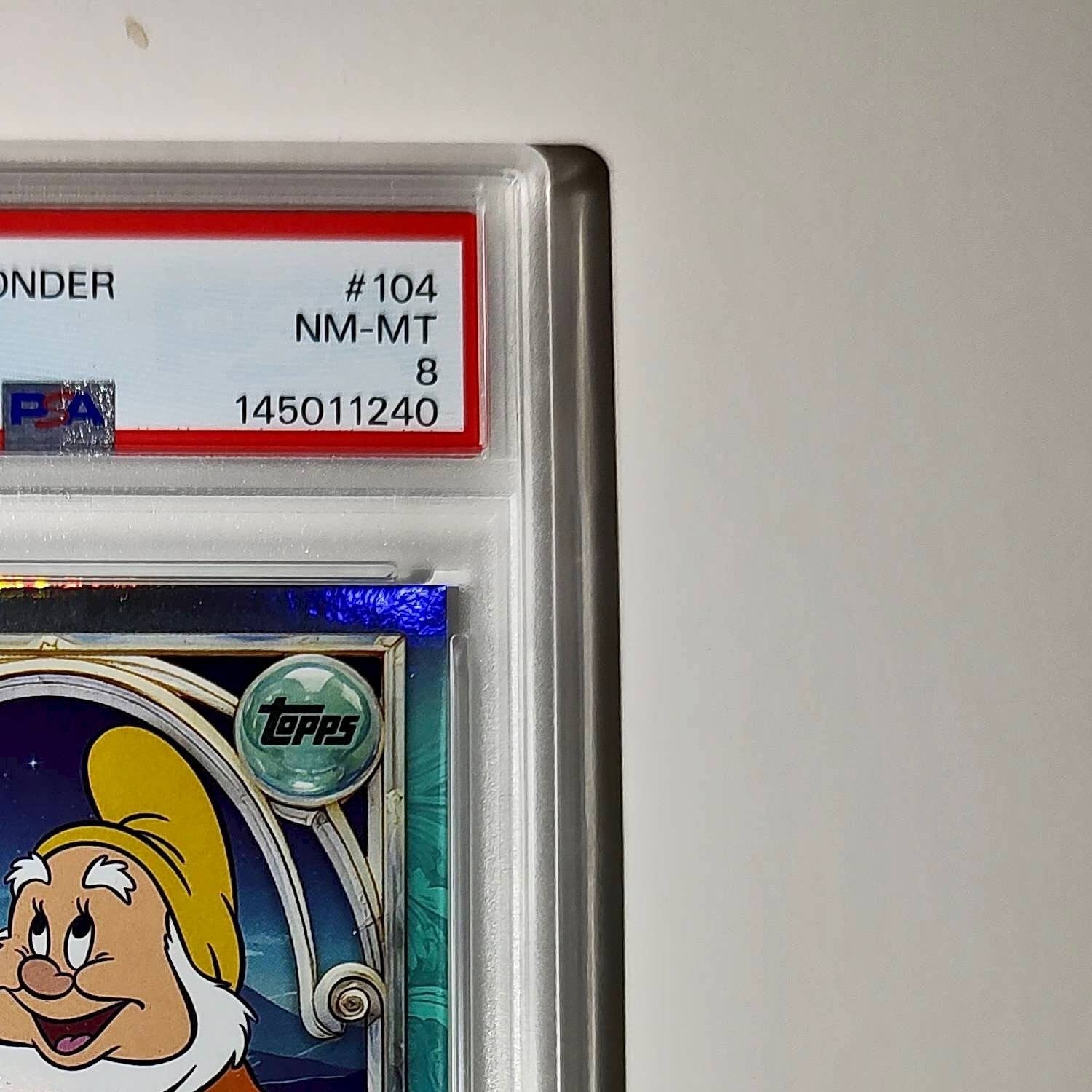 Happy 2025 Topps Disney #104 Diamond Card Snow White and the Seven Dwarfs PSA 8