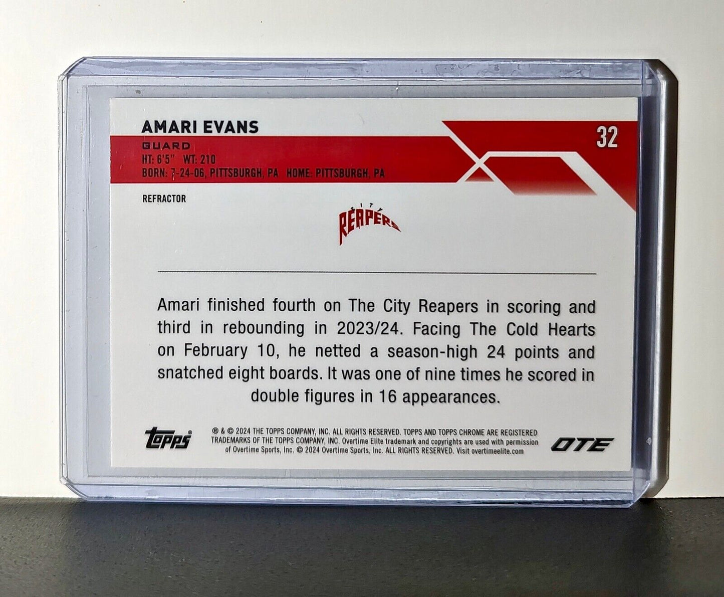 Amari Evans Rookie Refractor 2023-24 Topps Chrome Overtime #32 City Reapers