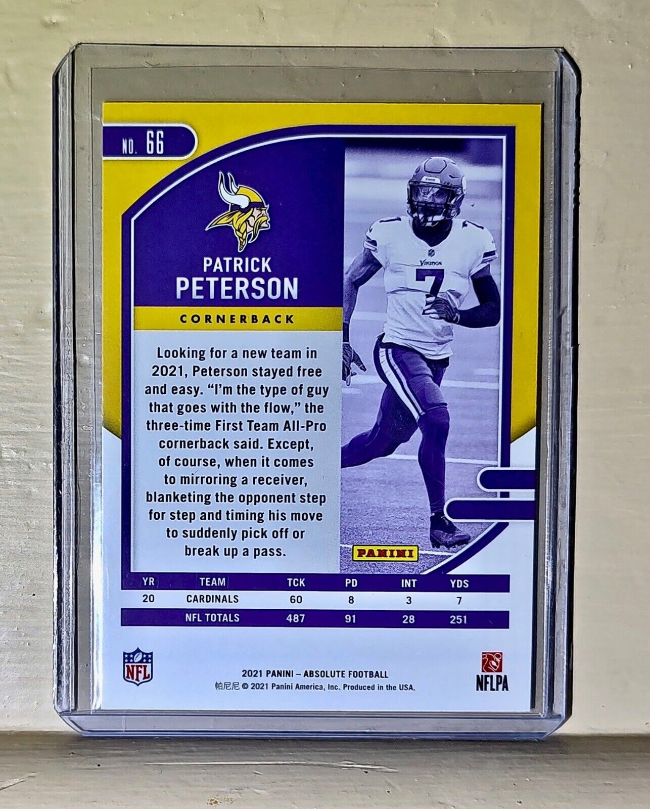 Patrick Peterson 2021 Panini NFL Absolute Football #66 Card Vikings