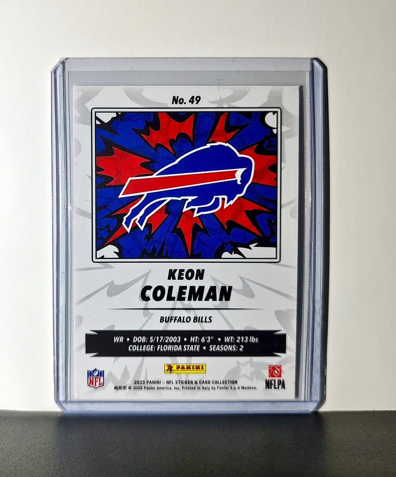 Keon Coleman 2025 Panini NFL #49 Sticker Card Buffalo Bills