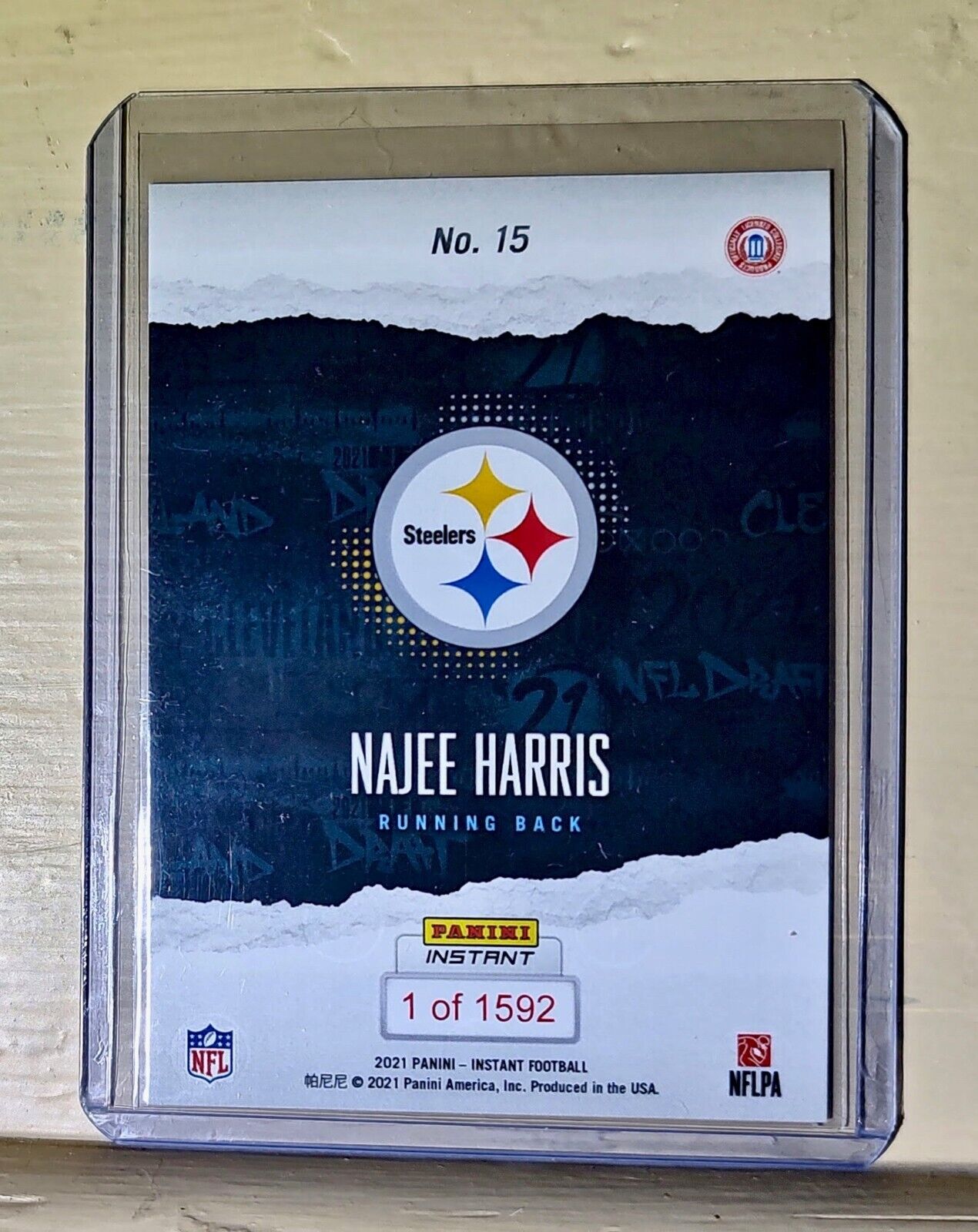 Najee Harris 2021 Panini NFL Instant Draft Night #15 Rookie Card 1 of 1592