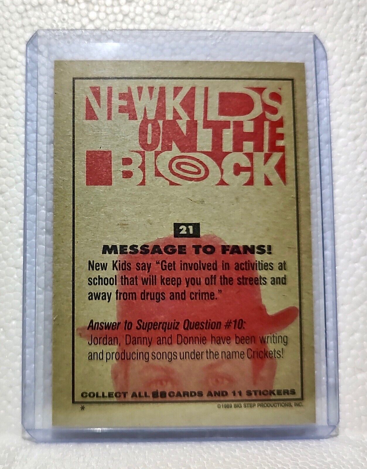 Message to Fans! 1989 New Kids on the Block #21 Trading Card