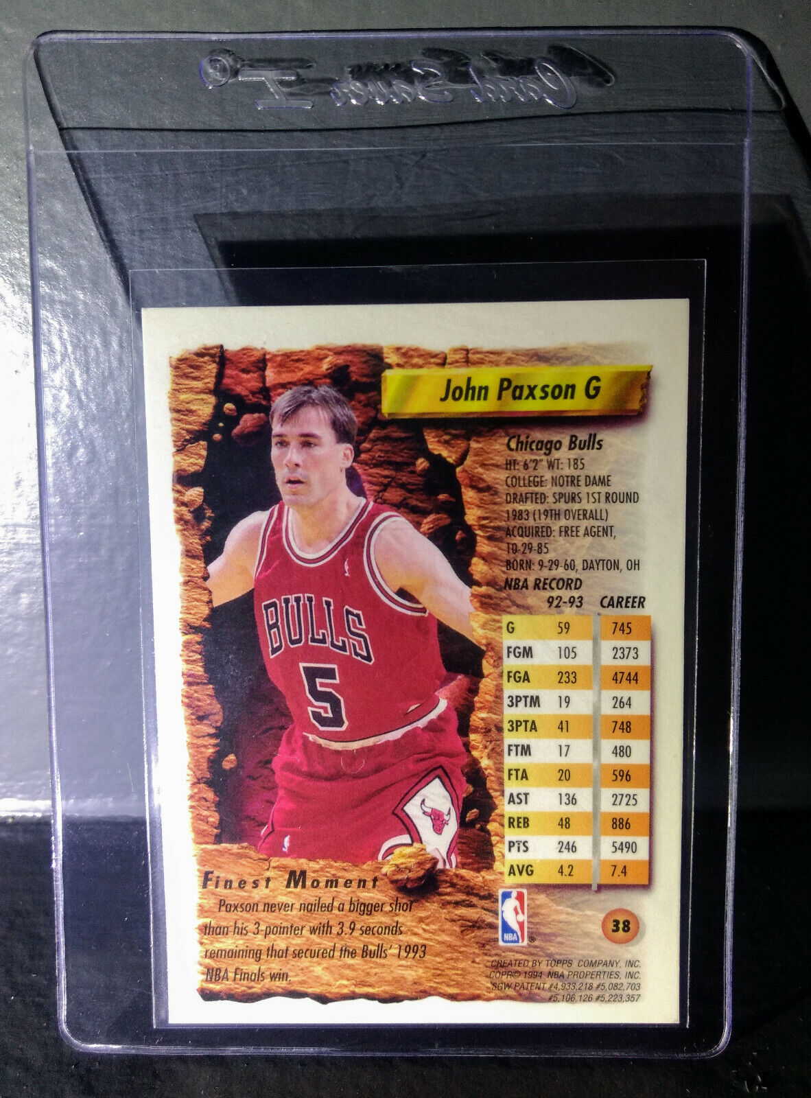 1993-94 Topps Finest John Paxson #38 Basketball Card