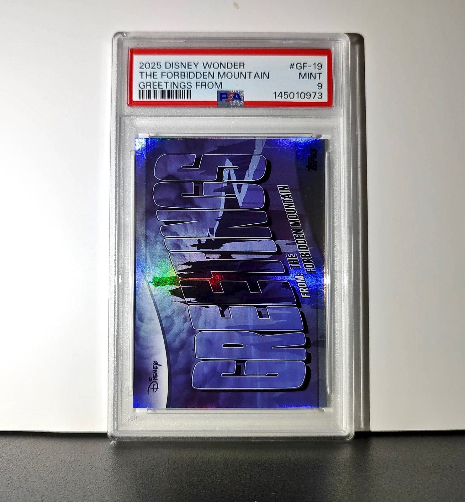 The Forbidden Mountain 2025 Topps Disney #GF-19 Greetings Sleeping Beauty PSA 9