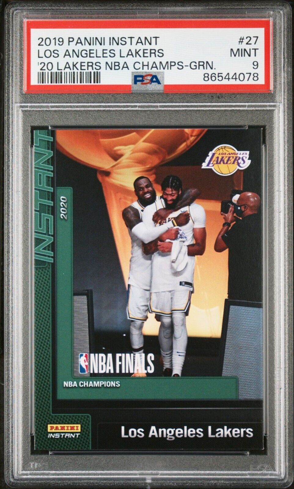 LeBron James & Anthony Davis 2020 Panini NBA Champions #27 Card 10/10 PSA 9 Mint