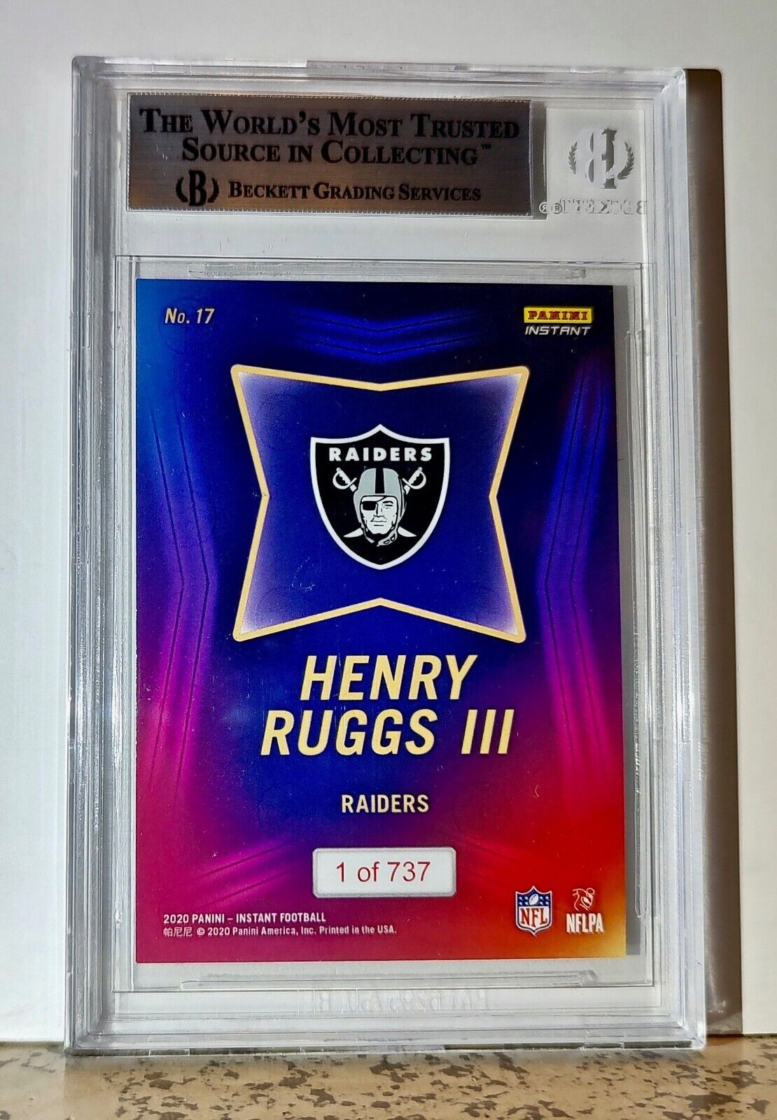 Henry Ruggs III 2020 Panini NFL #17 Draft Night Rookie 1 of 737 BGS 8.5 Raiders