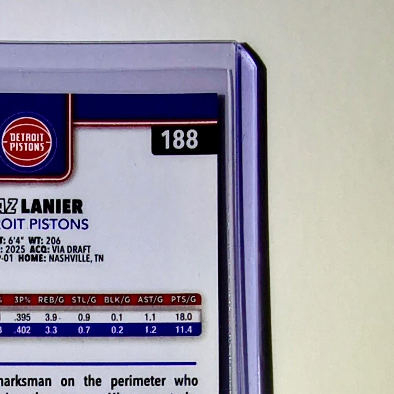 Chaz Lanier Rookie 2025-26 NBA Topps Chrome Update #188 Card Detroit Pistons