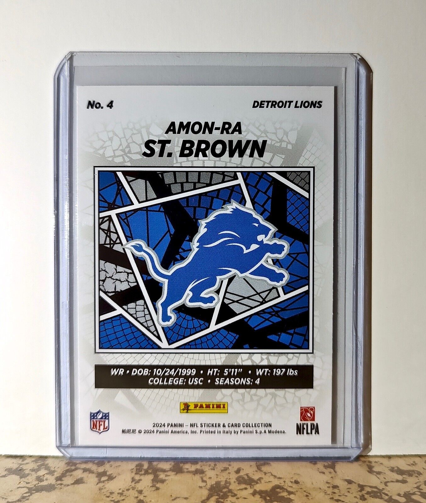 Amon-Ra St. Brown 2024 Panini NFL #4 Sticker Card Detroit Lions