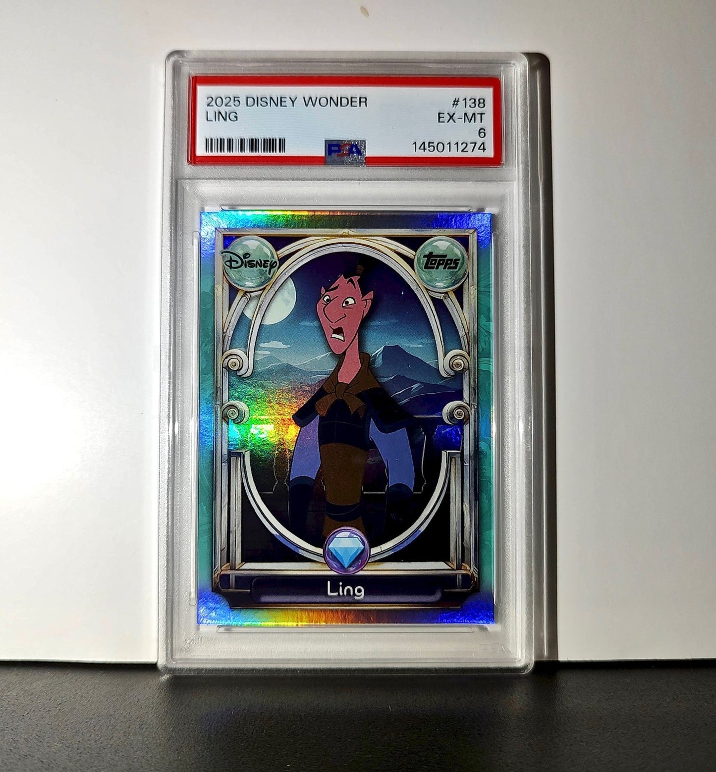 Ling 2025 Topps Disney Wonder #138 Diamond Card Mulan PSA 6