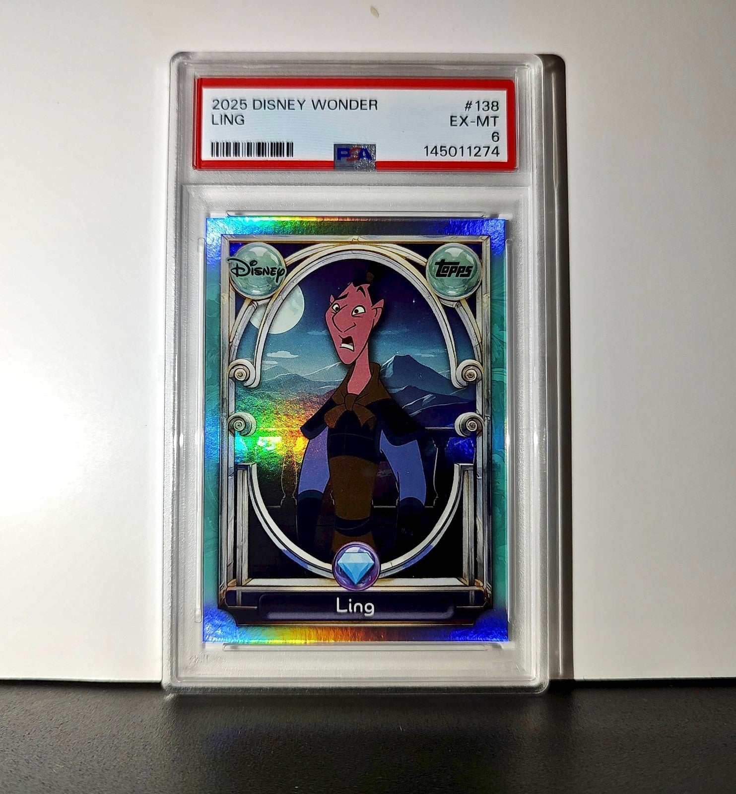 Ling 2025 Topps Disney Wonder #138 Diamond Card Mulan PSA 6