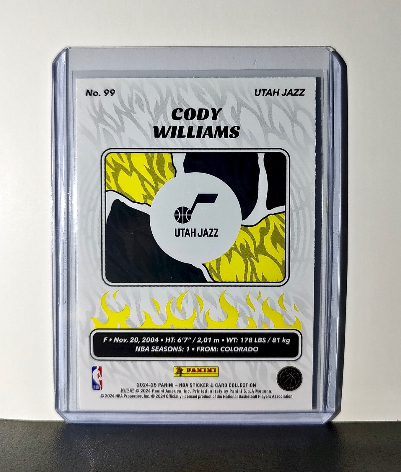 Cody Williams Rookie 2024-25 Panini NBA #99 Sticker Card Utah Jazz