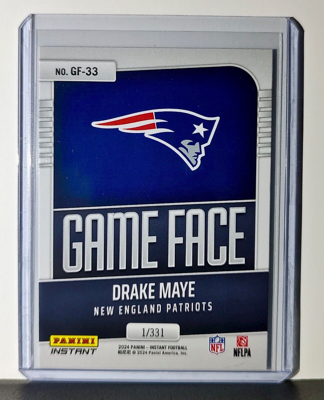 Drake Maye 2024 Panini Game Face #33 NFL Rookie Card New England Patriots 1/331