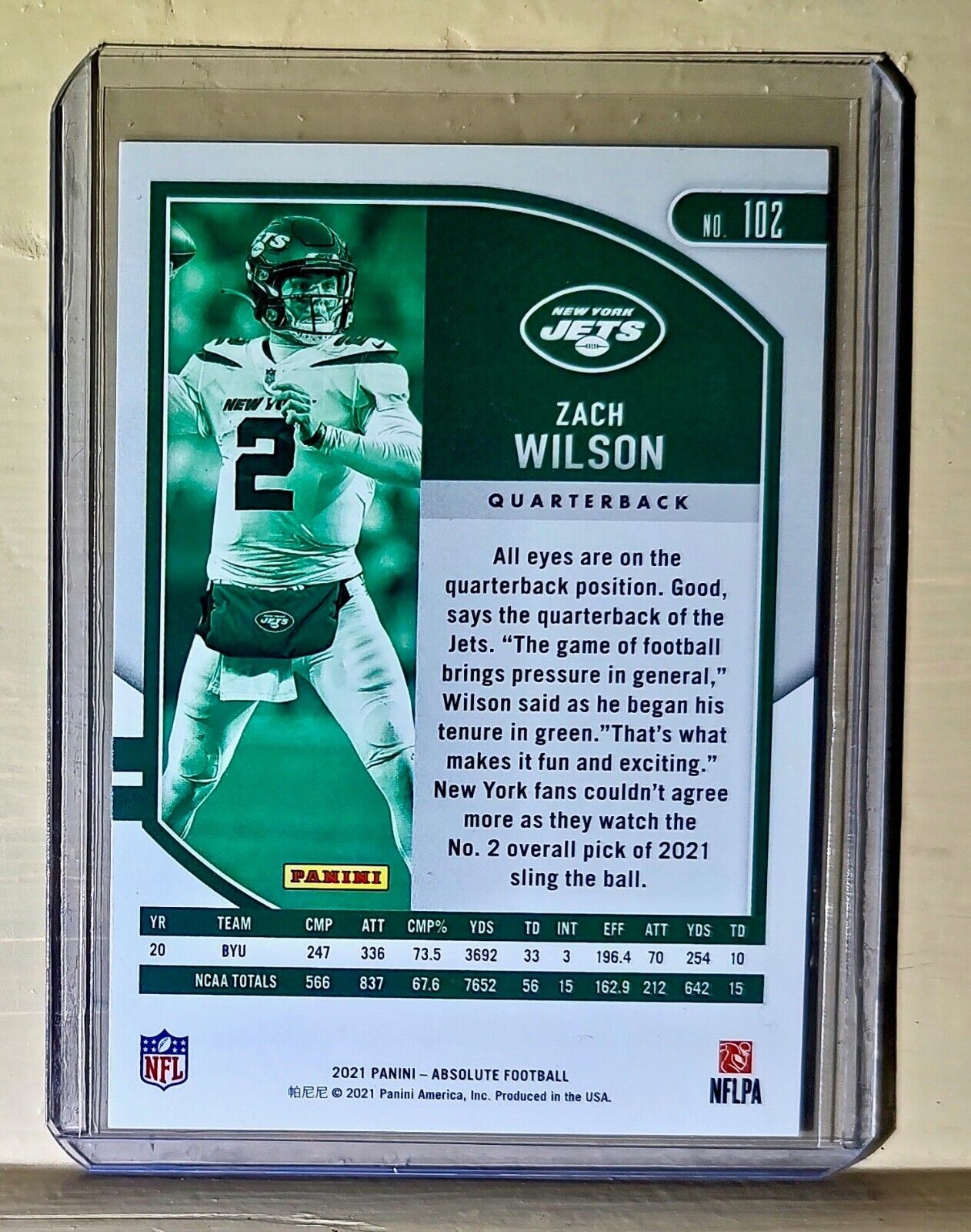 Zach Wilson 2021 Panini NFL Absolute Red Squares #102 Rookie Card Jets #107/499 