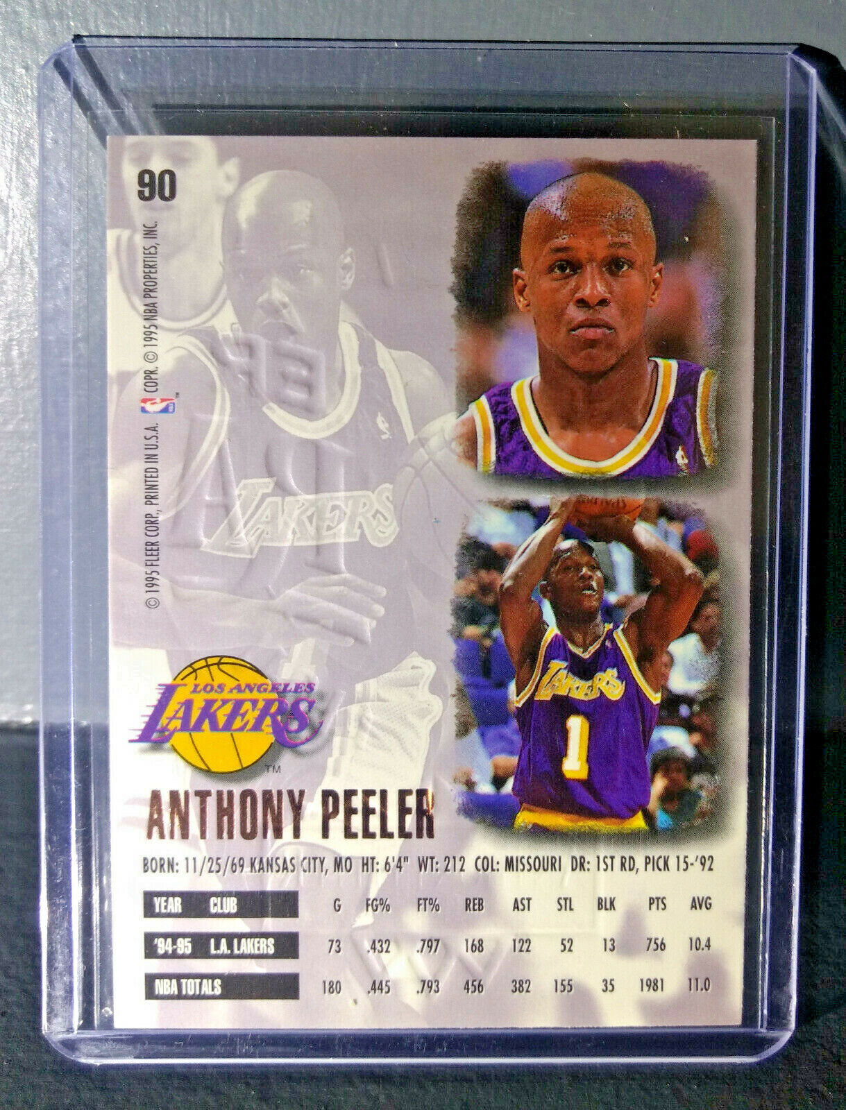 1995-96 Anthony Peeler Fleer Ultra Gold Medallion #90 Basketball Card