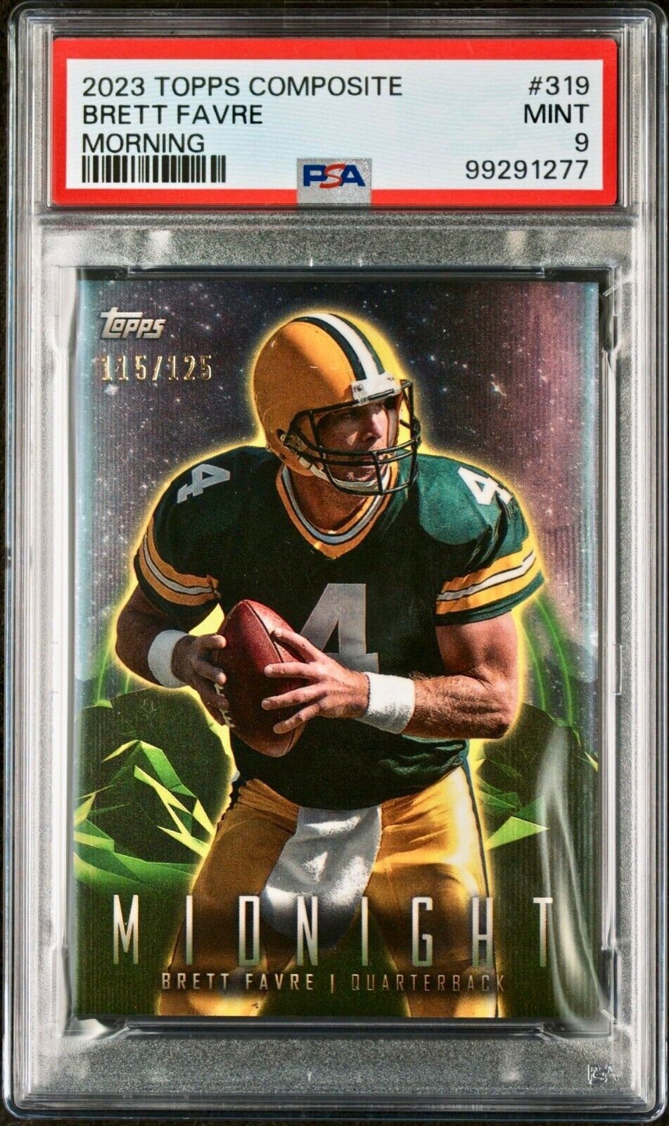 Brett Favre 2023 Topps Midnight NFL #319 Morning Parallel 115/125 Card PSA 9