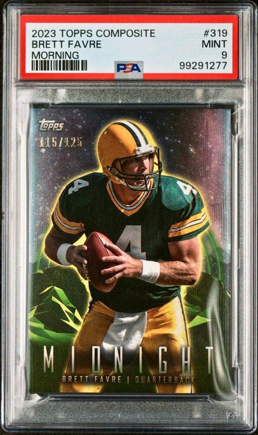 Brett Favre 2023 Topps Midnight NFL #319 Morning Parallel 115/125 Card PSA 9