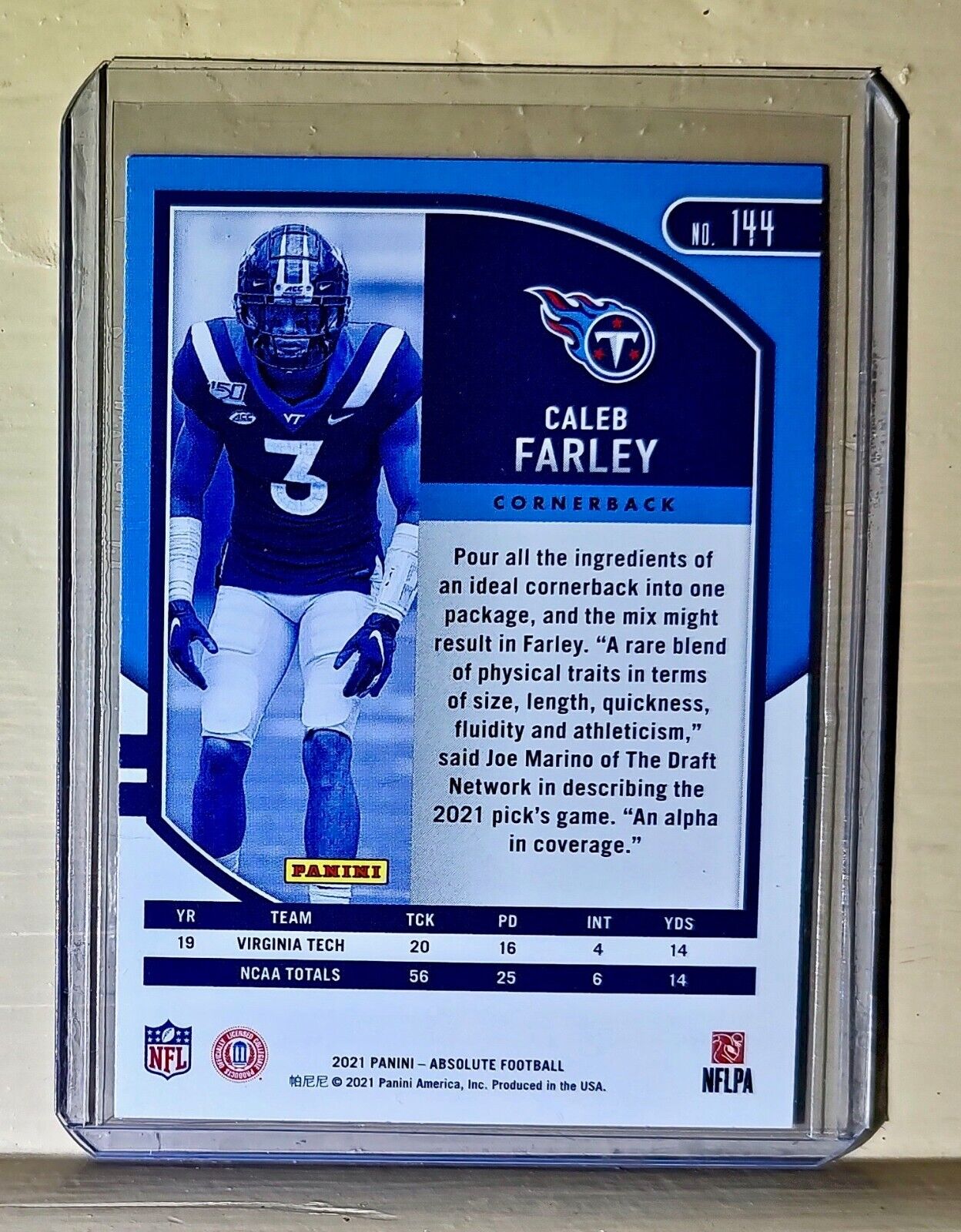 Caleb Farley 2021 Panini NFL Absolute Green Parallel #144 Rookie Card Titans