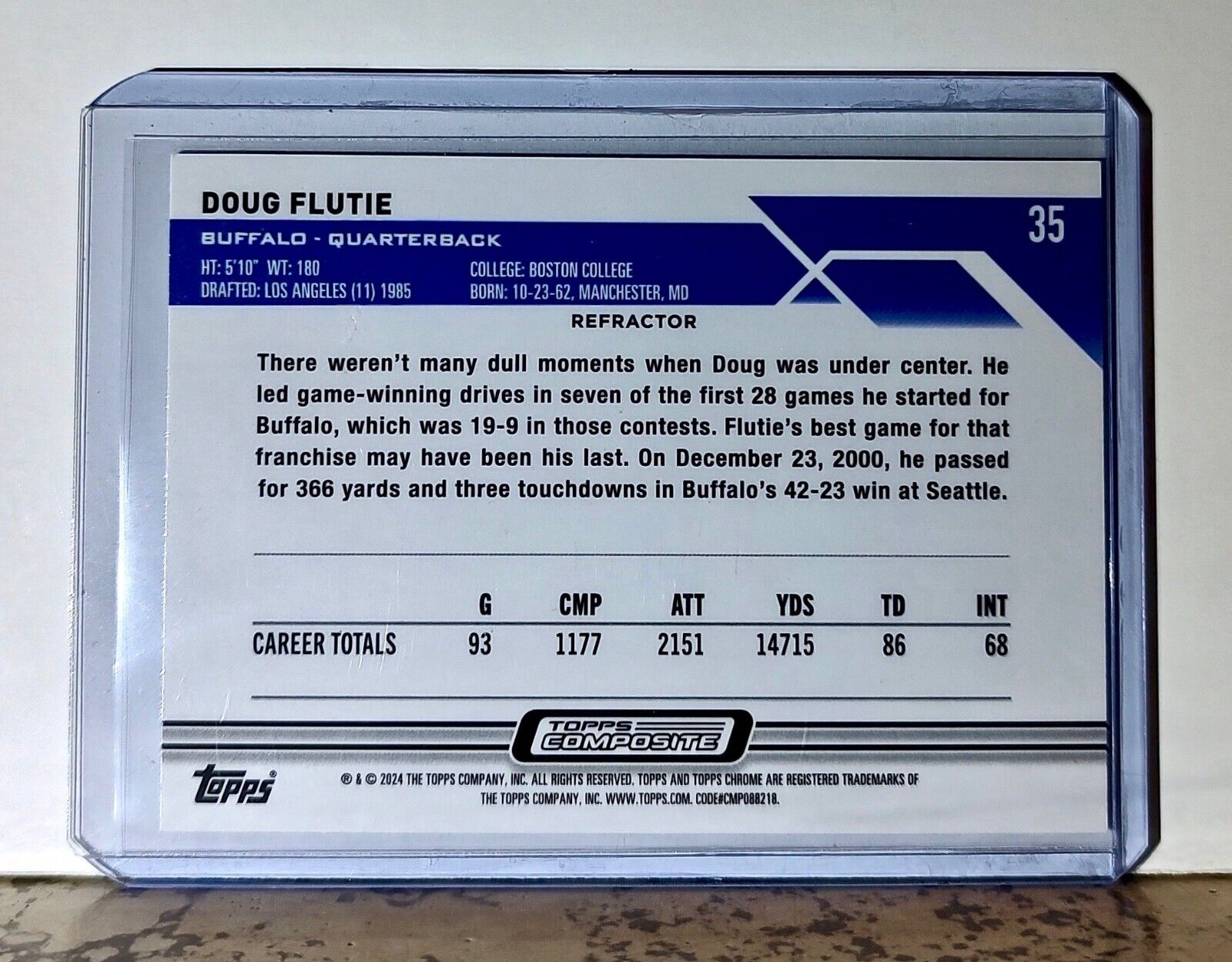 Doug Flutie 2023 Topps Chrome Refractor NFL #35 Football Card Buffalo Bills
