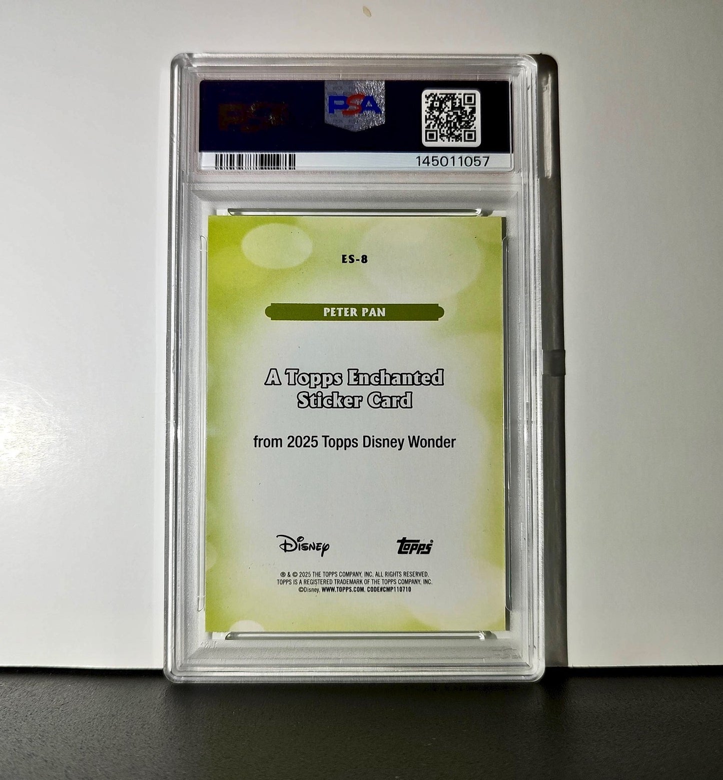 Peter Pan 2025 Topps Disney #ES-8 Enchanted Sticker Card Peter Pan PSA 9