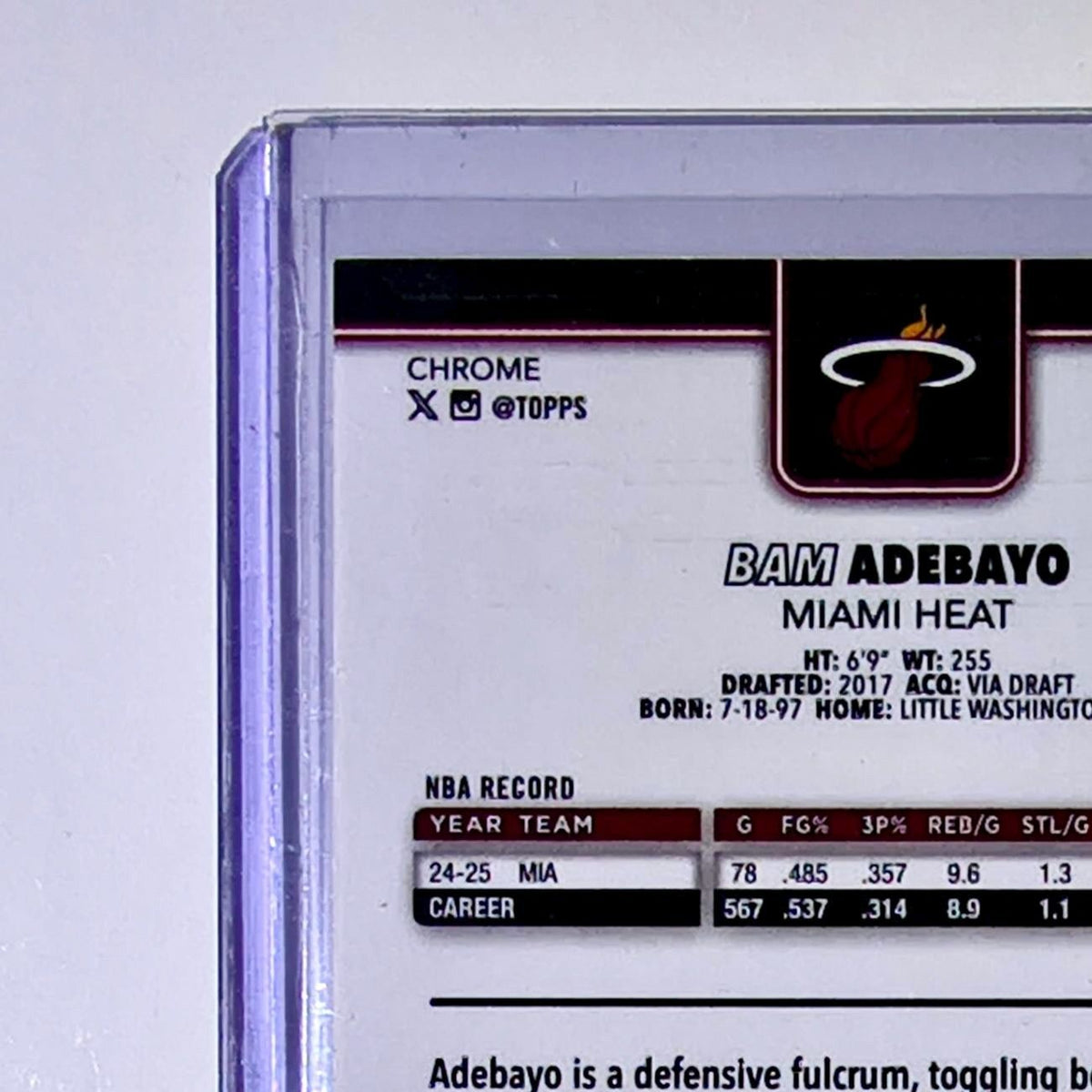 Bam Adebayo 2025-26 NBA Topps Chrome Update X-Fractor #35 Card Miami Heat
