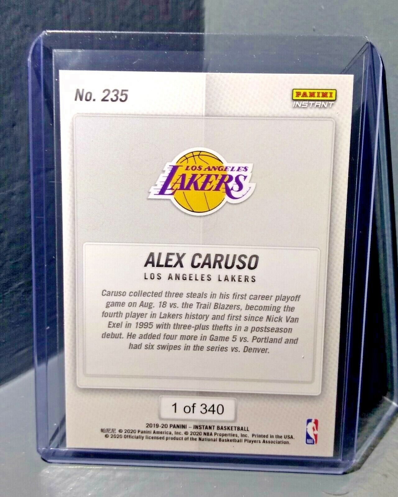 Alex Caruso 2019-20 Panini NBA Instant Lakers #235 Basketball Card 1 of 340