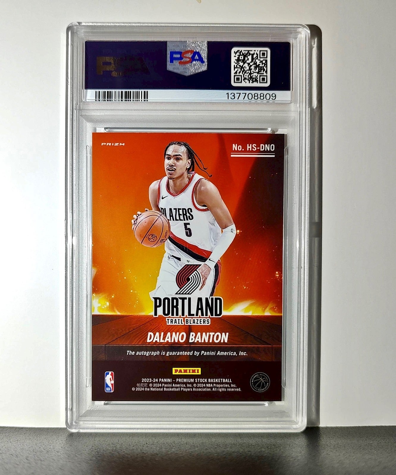 Dalano Banton 2023 NBA Hoops #HS-DN0 Hot Signatures Prizm Disco PSA 9 Auto 10