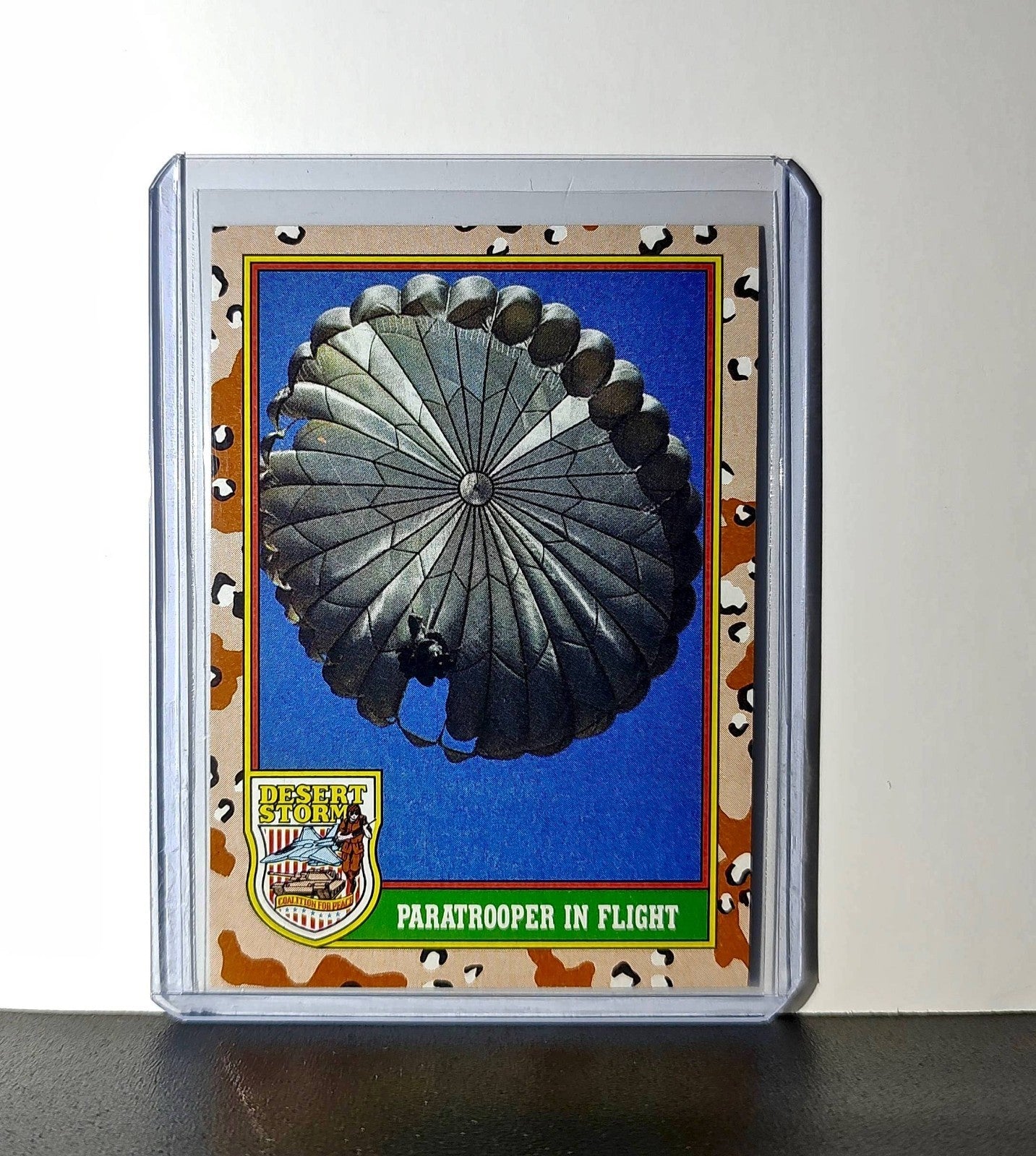 Paratrooper in Flight 1991 Topps Desert Storm #70 Card
