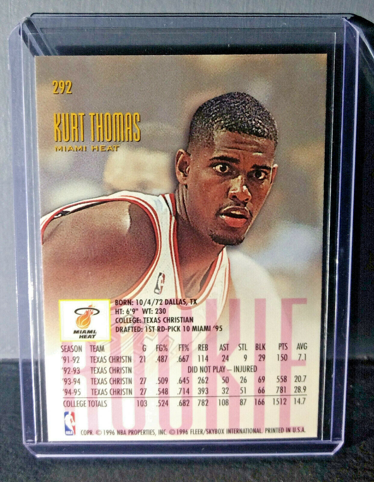 1995-96 Kurt Thomas #292 Fleer Ultra Rookie Basketball Card