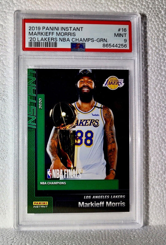 Markieff Morris 2020 Panini Lakers NBA Champions #16 Green Card 10/10 PSA 9 Mint