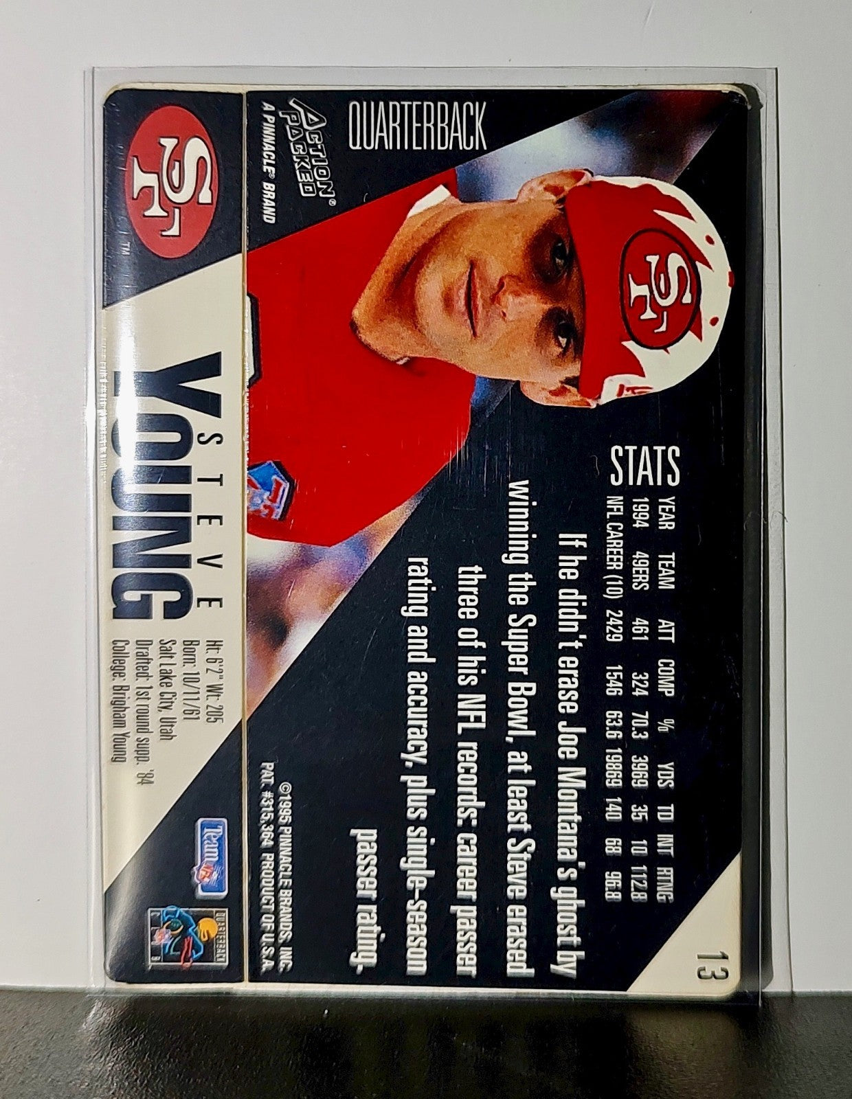 Steve Young 1995 Pinnacle NFL #13 Card San Francisco 49ers