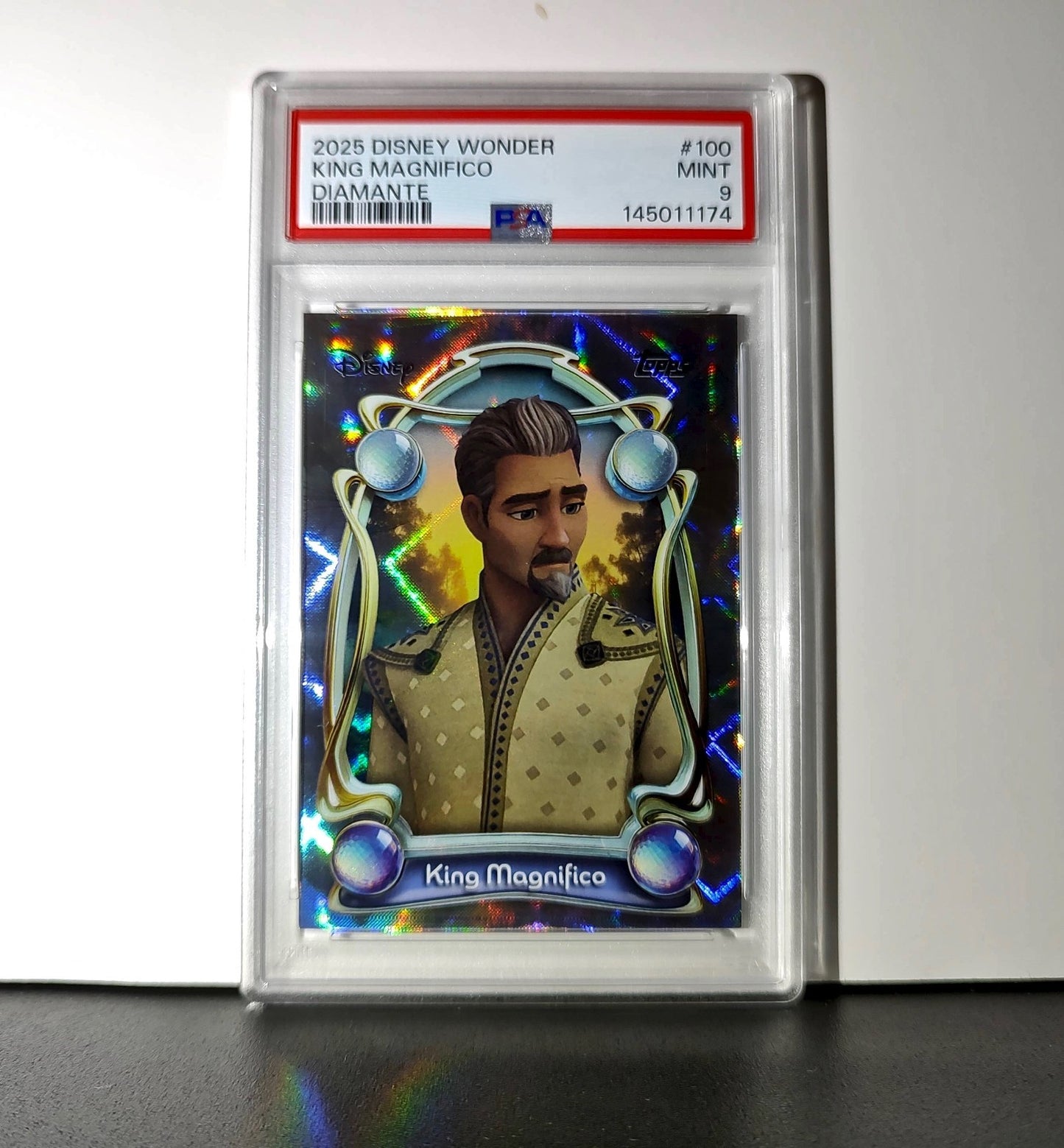 King Magnifico 2025 Topps Disney Wonder #100 Winter Variant Card Wish PSA 9