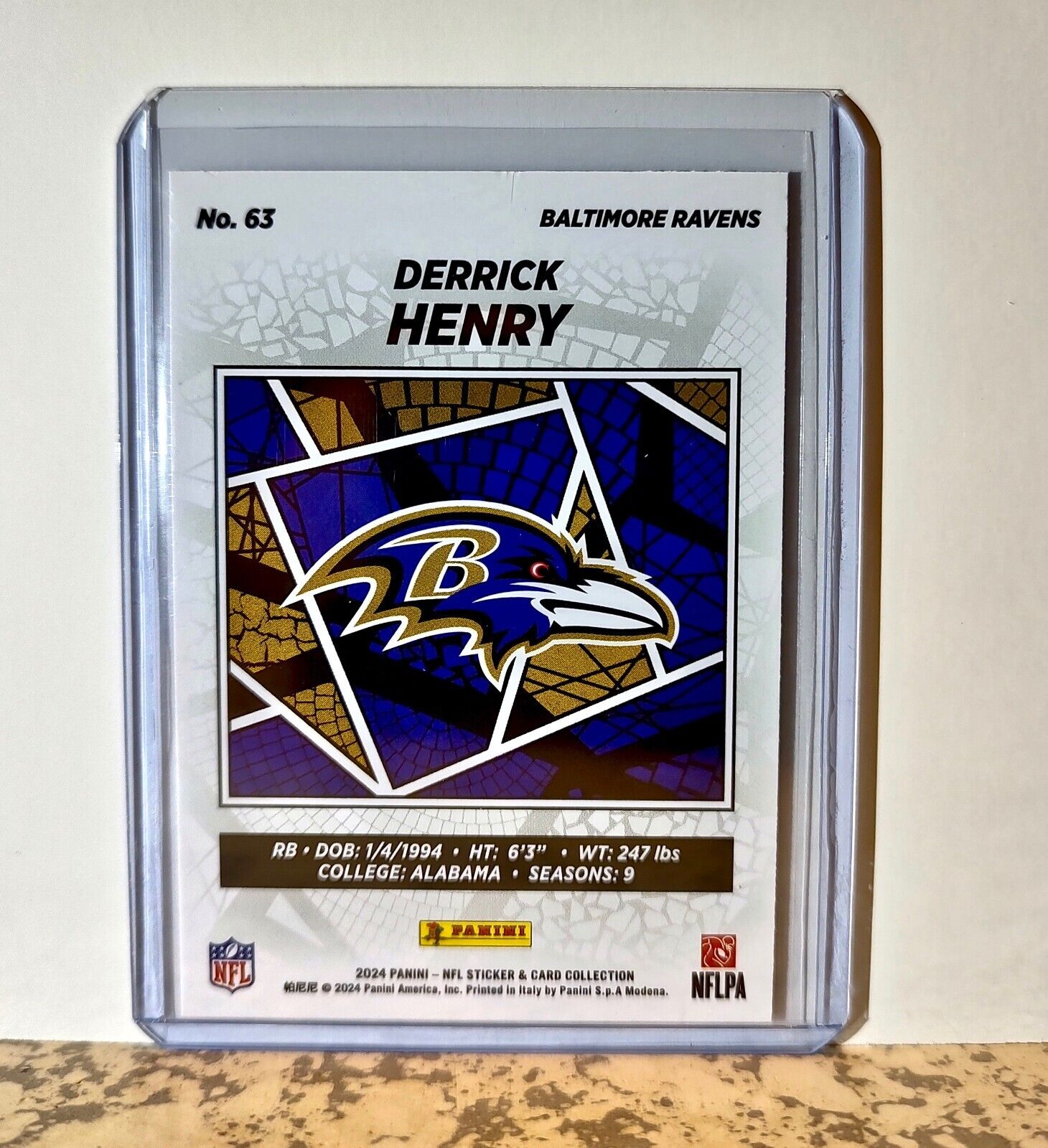 Derrick Henry 2024 Panini NFL #63 Silver Foil Sticker Card Baltimore Ravens