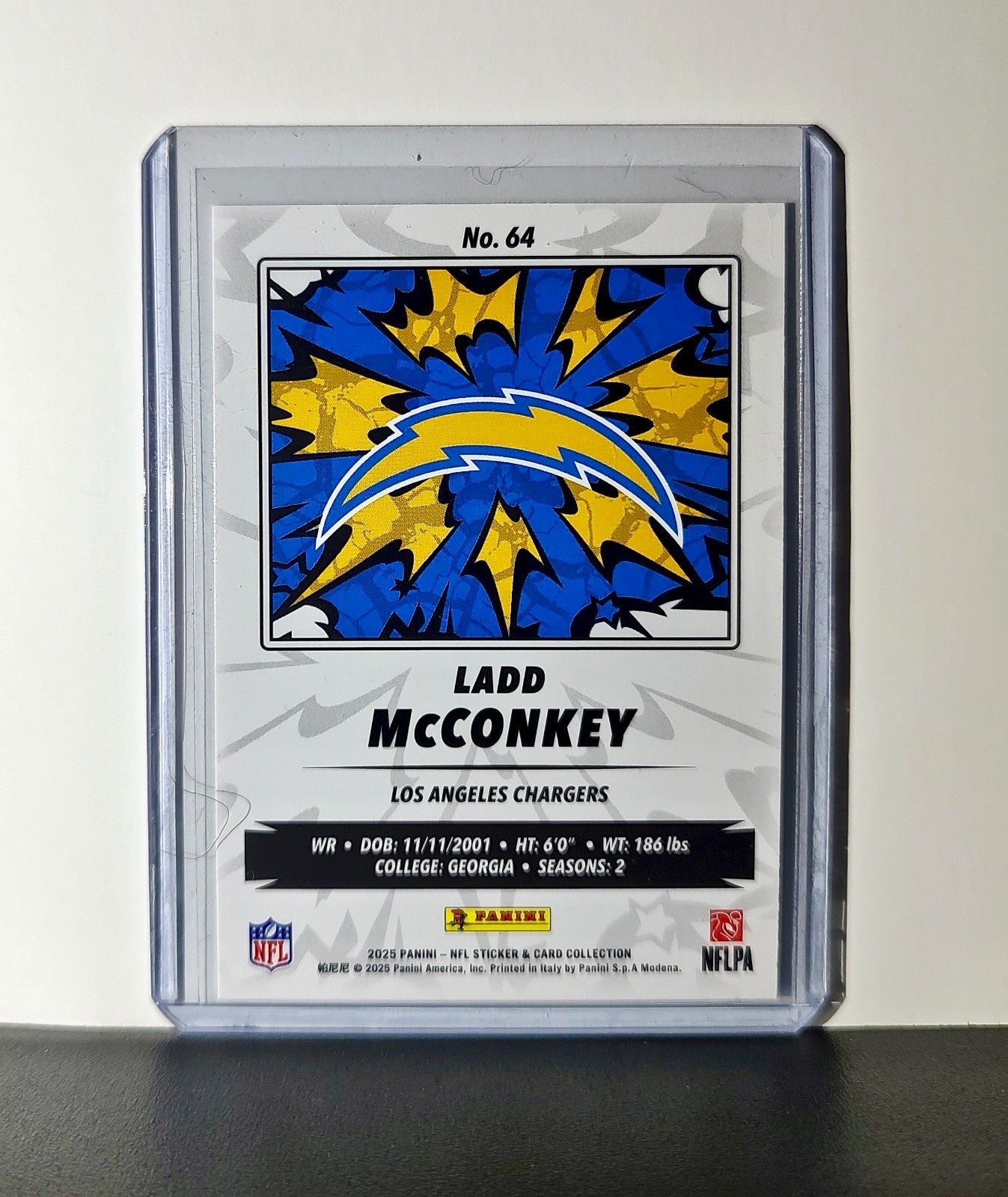 Ladd McConkey 2025 Panini NFL #64 Sticker Card Los Angeles Chargers