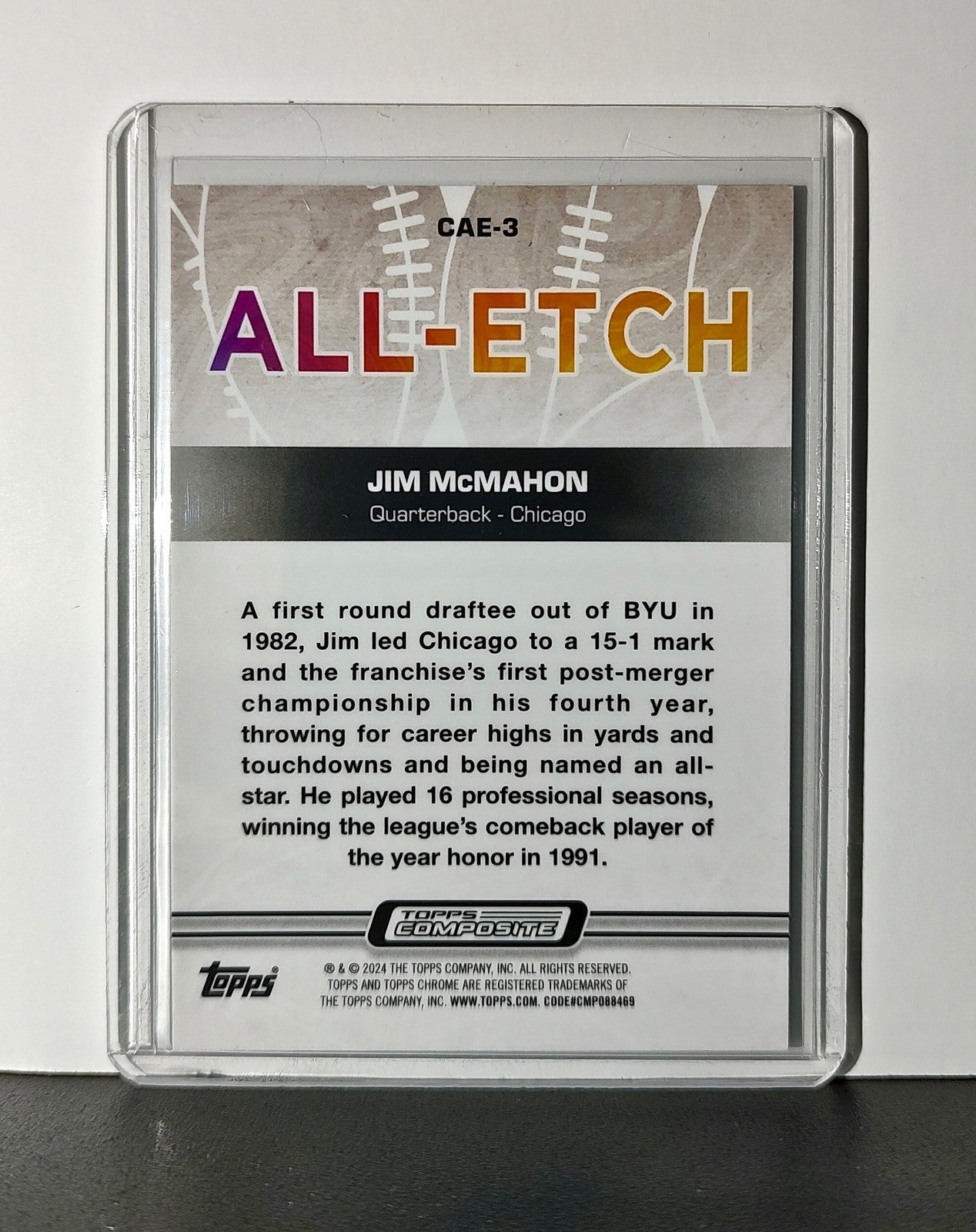 Jim McMahon 2023 Topps Chrome All-Etch NFL #CAE-3 Card Chicago Bears