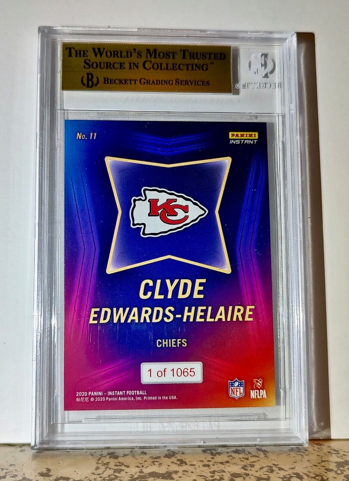 Clyde Edwards-Helaire 2020 Panini #11 Draft Rookie 1 of 1065 BGS 9.5 KC Chiefs